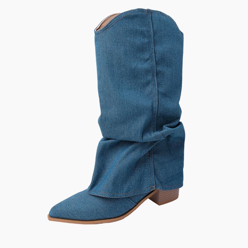 European and American Fashion Temperament Pointed Niche Western Cowboy Boots Women's 2025 New Summer Fringed Pants Tube Boots Thick Heel
