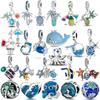 925 Sterling Silver Ocean Summer Style Dangle Turtle Starfish Octopus Dolphin Beads Charms Fit Original Bracelet Jewelry