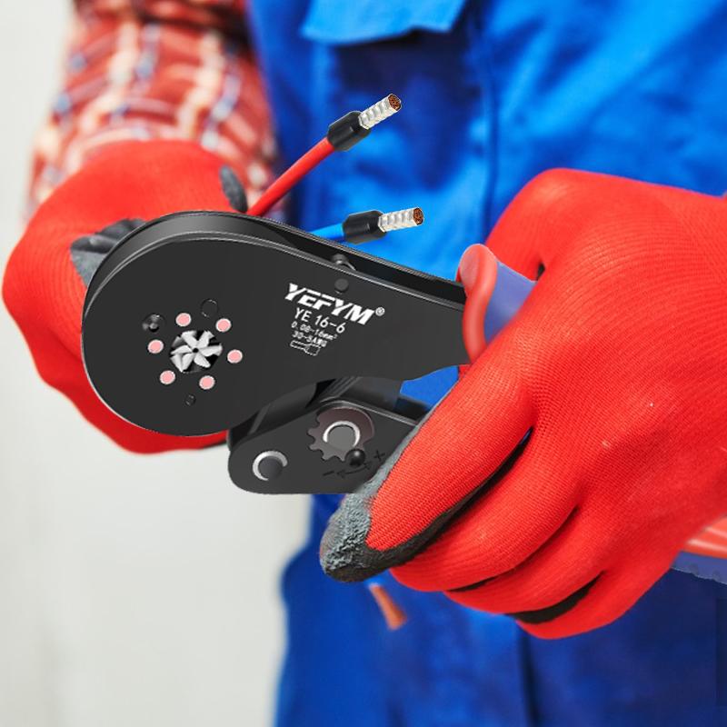 Ferrule Crimping Tool YE 16-6 0.08-16mm²/30-5AWG Tubular Terminal Mini YEFYM Pliers For Large Size Terminals Electrical Clamps