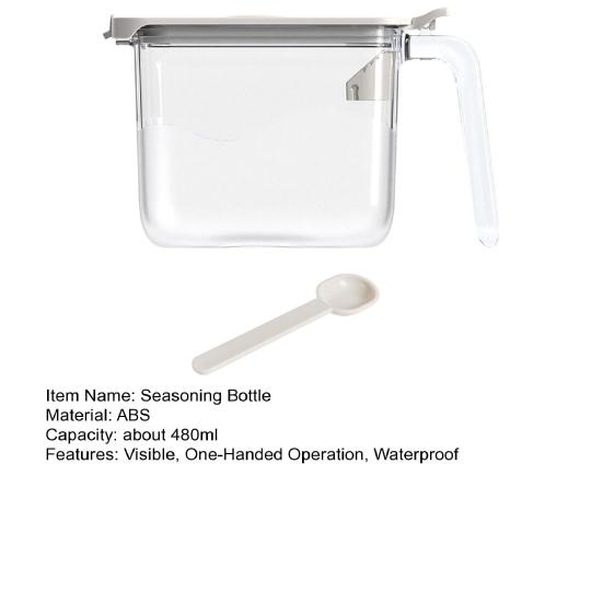 Seasoning Bottle with One-Hand Open Lid Measuring Spoon Silicone Ring Moisture-Proof Small