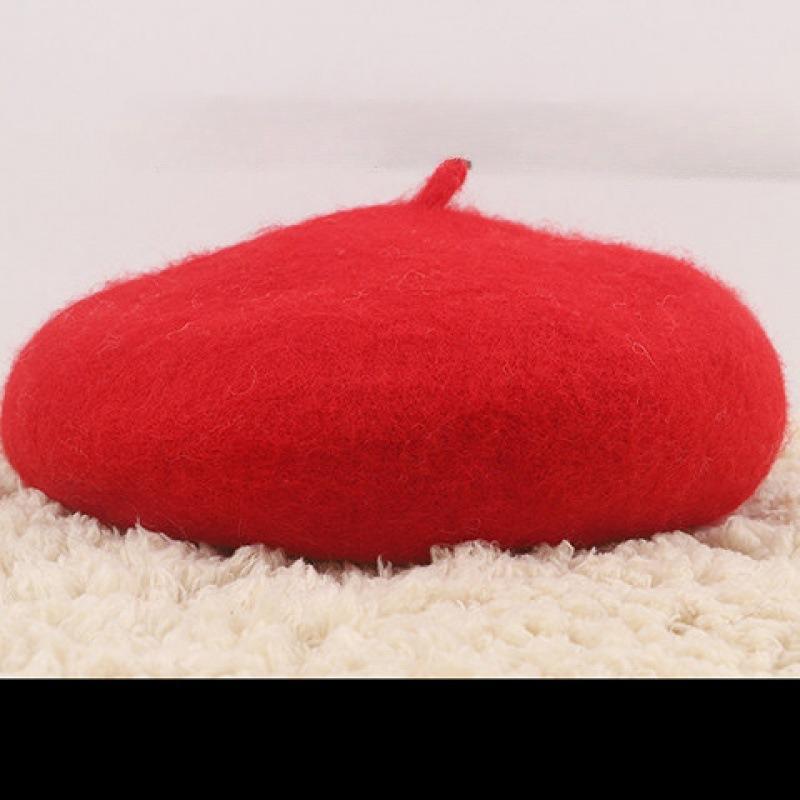 New Women's Korean Style Fashionable Spring Autumn Yarns Beret Hat Solid Color Thickened Warm Vintage Artistic Hats