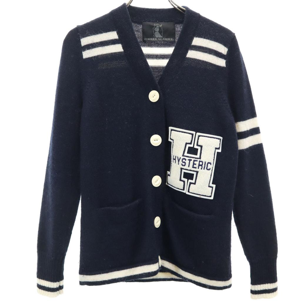 HYSTERIC GLAMOUR Long Sleeve Cardigan F Navy System Knit Women Used