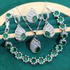 European and N Ladies White Gold Inlay Green Crystal Jewelry Atmosphere Fashion Party Wedding Ladies Wedding Jewelry