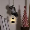 Yousheng Raccoon Solar Light Resin Climbing Raccoon with LED Lantern Waterproof Garden Statue Hanging Raccoon Figurine for Yard Wall Balcony Tree
