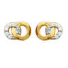 [K5145] - Gold Plated Earrings 'Déesse' Golden White - 7x5 Mm