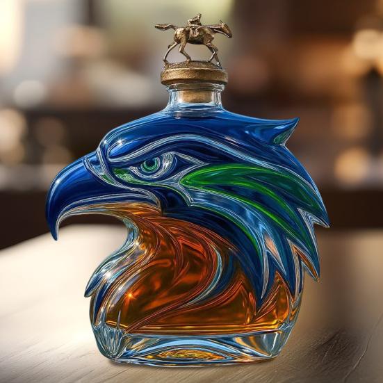 Eagle Head Whiskey Bottle Unique Glass Decanter 3D Liquor Container for Whiskey Wine Cocktails Coffee