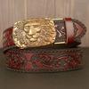 High Quality Belt Genuine Leather Belt for Men Carving Pattern Automatic Buckle Belt Strap for Jeans