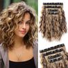 Synthetic 4PCS Clip In Hair Extensions Short Wavy Brown Hair Extensions Invisible Lace Weft Natural Soft Hairpieces For Women