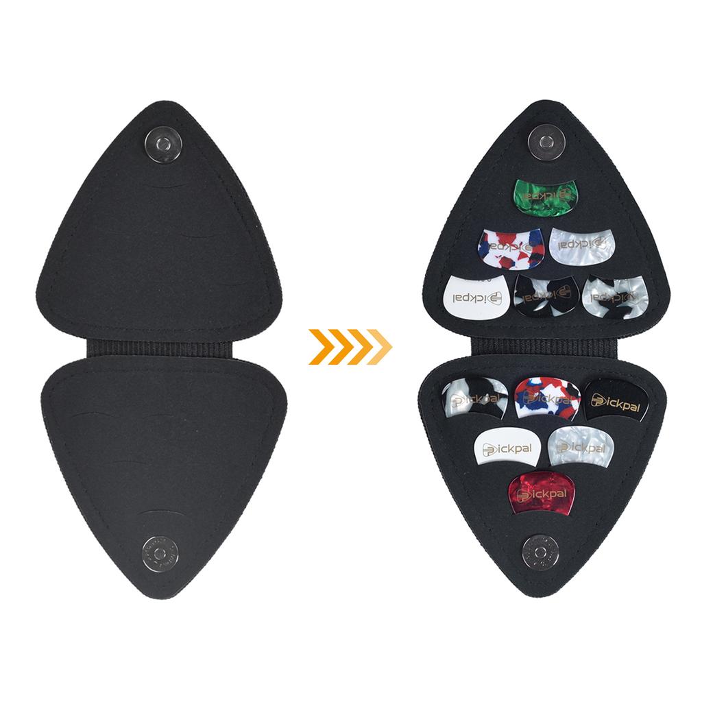 PICKPAL Guitar Picks Holder Case for Acoustic Electric Guitar Includes 12 PCS Guitar Picks Leather Guitar Plectrums