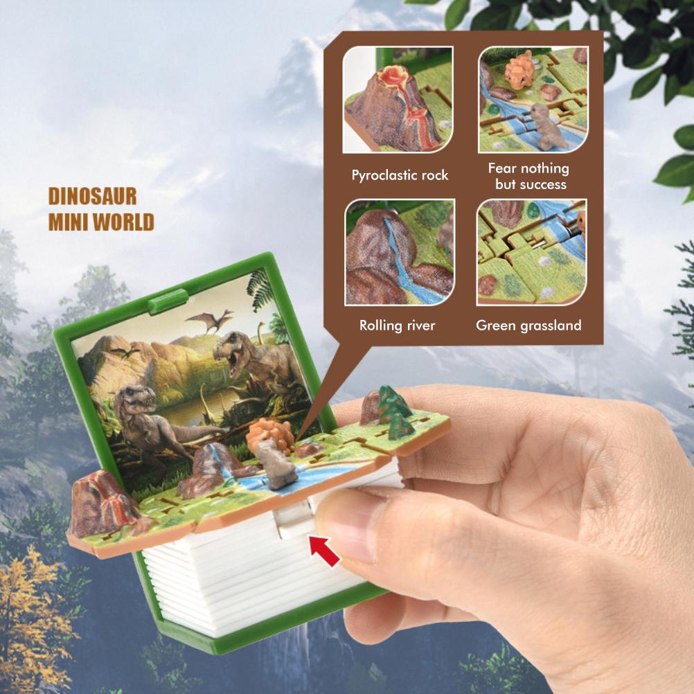 2Pcs Mini 3D Dinosaur Astronomy Book Keychains Miniature Book Keyring Purse Backpack Keychain