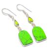 Natural Green Turquoise, Peridot Gemstone 925 Sterling Silver Earring 2.01" K2w77