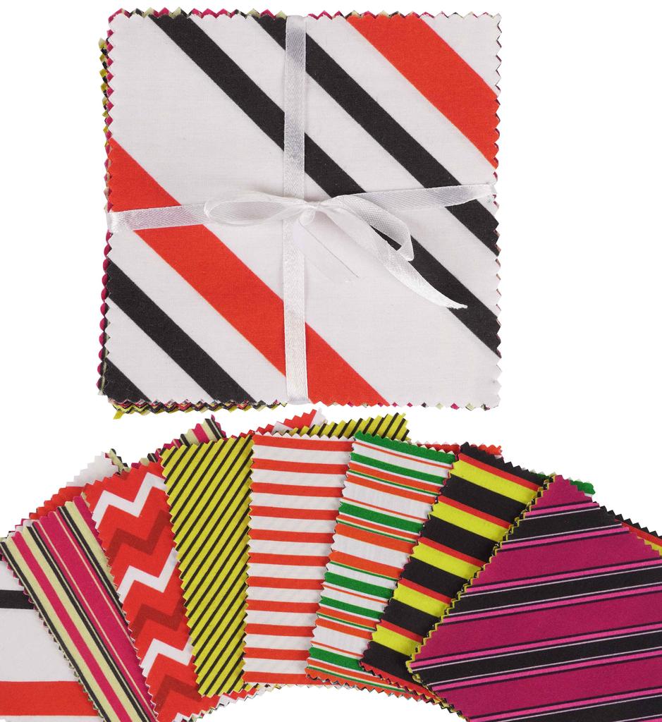 Soimoi Stripes Print Precut 5-inch Cotton Fabric Quilting Squares Charm Pack DIY Patchwork Sewing Craft