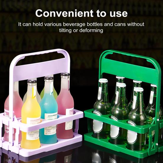 6 Bottle Wine Bottle Carrier Plastic Drink Display Stand Folding Beverage Carrier with Handle Portable Wine Storage Basket for Bar BBQ Picnic