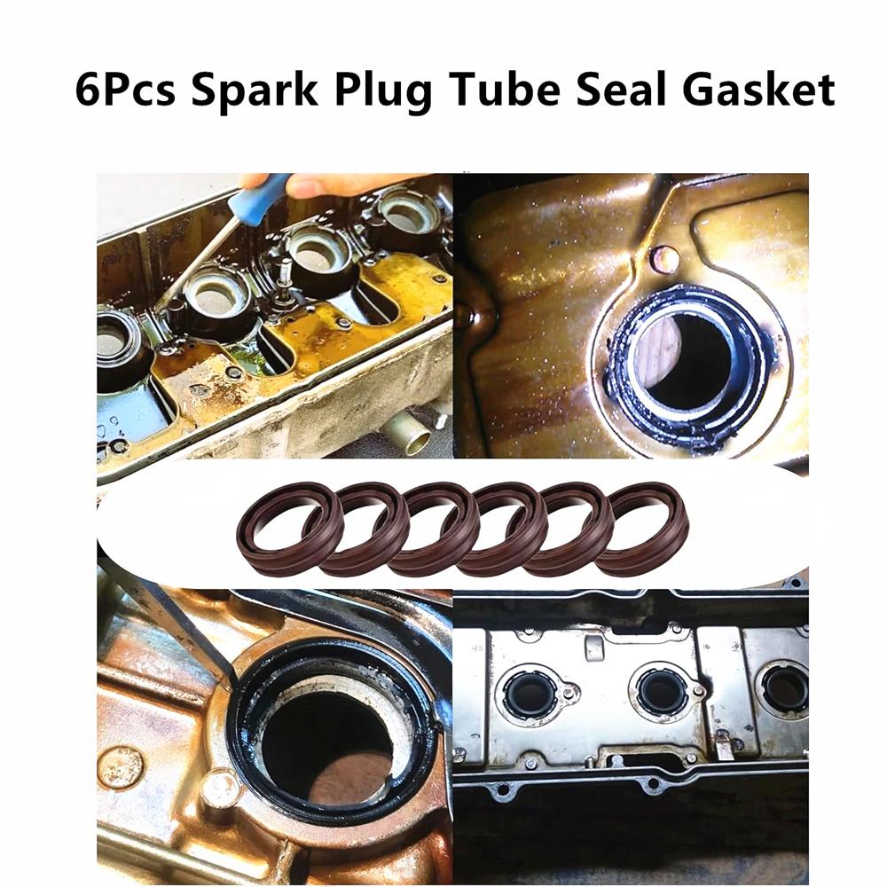 6× Spark Plug Tube Seal Gasket 5184778AB For Jeep Wrangler Grand Cherokee 12-21