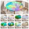 Skeleton Leaves Round Fitted Tablecloth Waterproof Dining Table Decoration Accessories Classic Pattern Table Cover Kitchen Decor