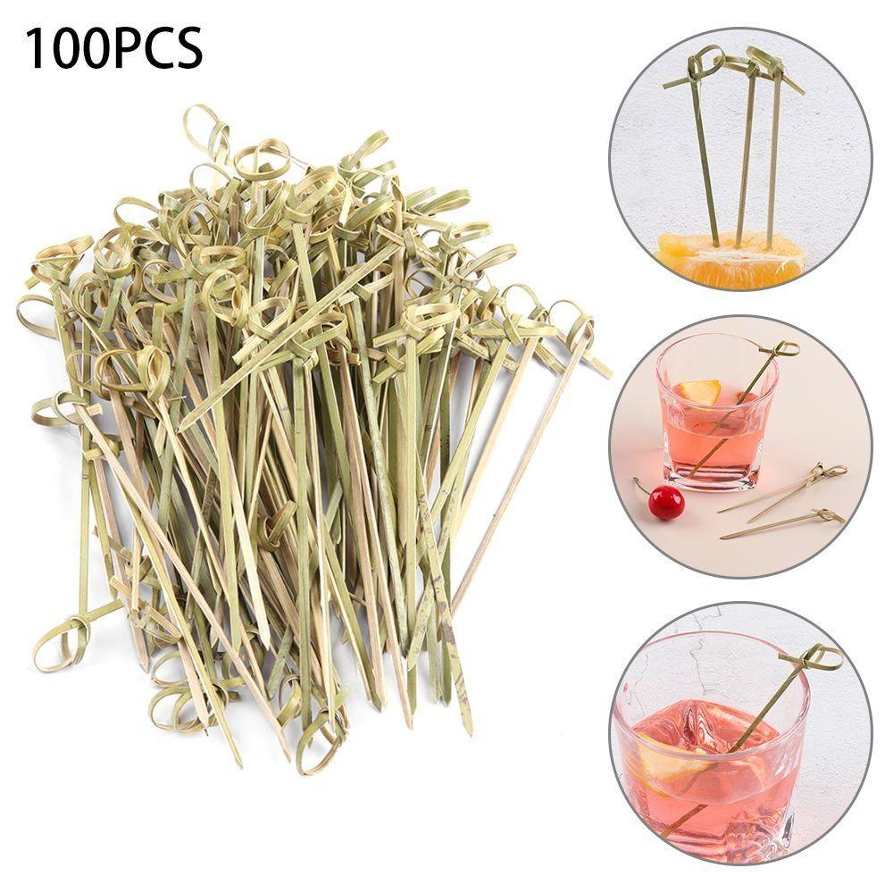 100pcs Bar Tool Bamboo Knot Disposable Bamboo Knot Skewers Household Fruit Forks