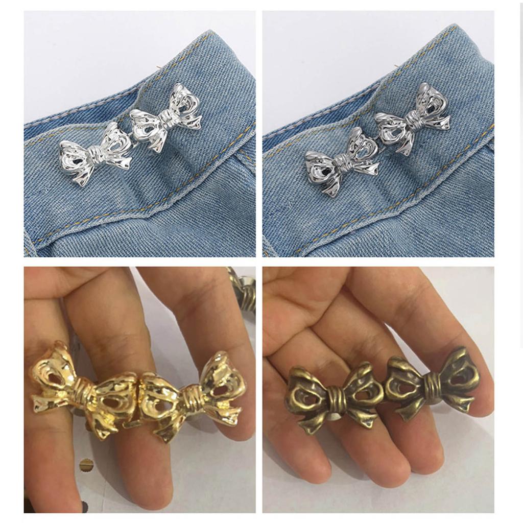 Bowknot Button Pins Jean Waist Buckles Detachable Pants Waist Tightener Jean Buttons Pins Adjustment Waist Buckles