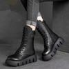 Fashion Women's Leather Boots High Top Casual Cotton Boot Plush Warm Winter Boots for Women Non Slip Platform Boots Botas Mujer