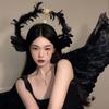 Повязка на голову из перьев эльфа, Головной убор богини-ангела, Крылья, Барочная тиара из перьев, Головной убор, Костюмы для вечеринок
