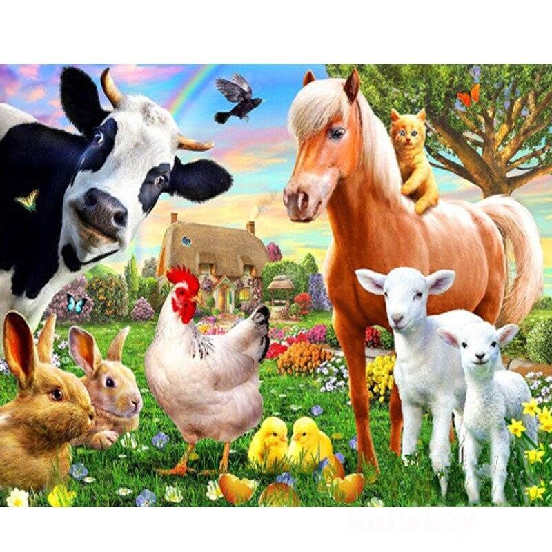 DIY Cow 5D Diamond Painting Full Round Drill Farm Animal Diamond Embroidery Cross Stitch Kit Mosaic Resin Home Decor Gift