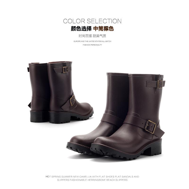 Fashion New Style Quality Fashionable Women's Rain Boots for All Seasons with Thick Non-slip Soles Waterproof Rain Shoes Snow Punk Shoes