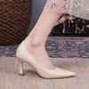2025 Spring & Autumn Flight Attendant Stiletto Heels: Soft Leather, Versatile, Pointed, Professional Work Shoes
