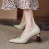 Fashion Handmade Leather Women Pumps Sexy Pointed Toe Chic Stylish Office Working Shoes Strange High Heel Stilettos Black Dress Shoes
