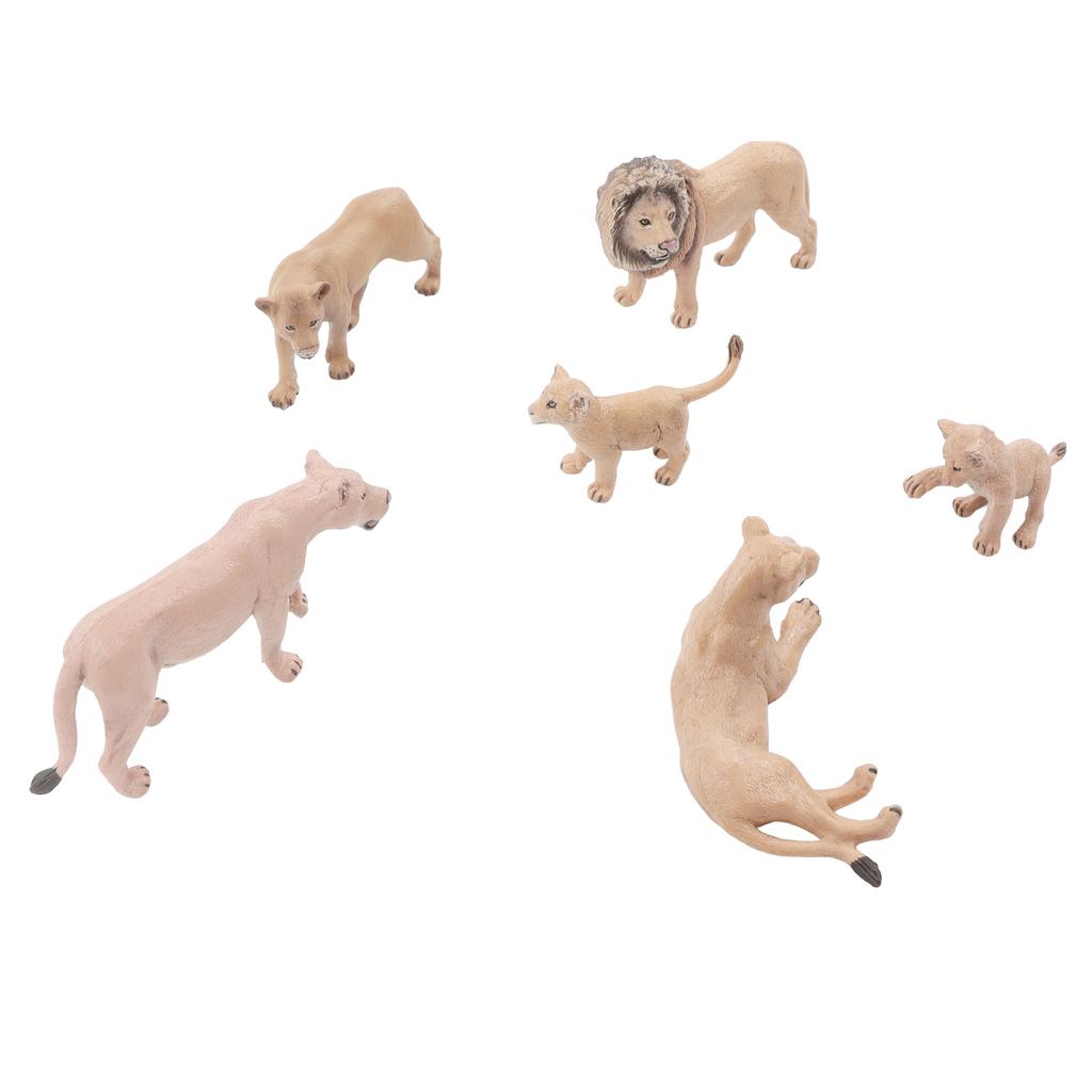 6 Pcs Lions Model Set Lifelike Mini Wild Animals Statue Lions Family Figures Decoraion for School Project