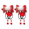 Chinese New Year Style Tassel Hairpin 2pcs Bow Decorative Performance Clothing Hairpin Set Acce E5N3
