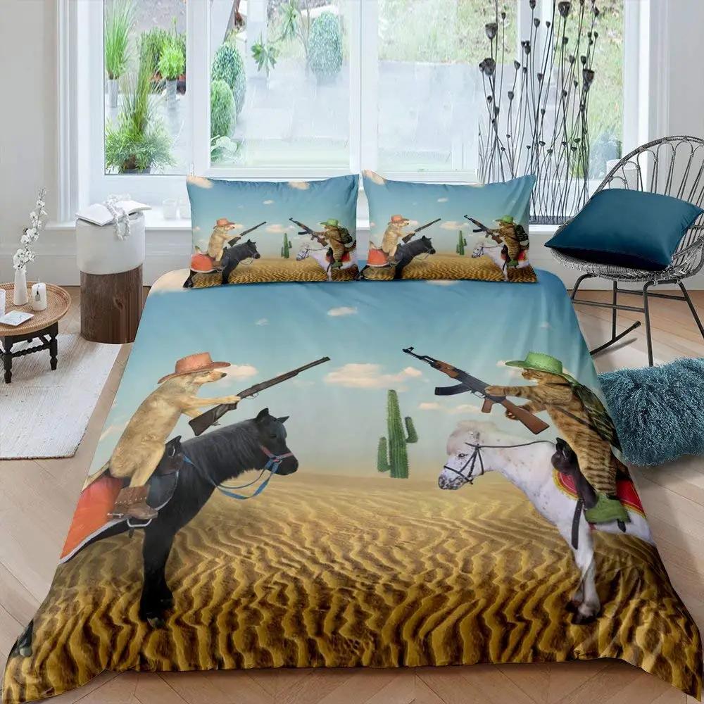 Western Cowboy Duvet Cover Set Vintage Farmhouse Bedding Set For Kids Boys Teens Queen Size Soft 2/3pcs Polyester Quilt Cover