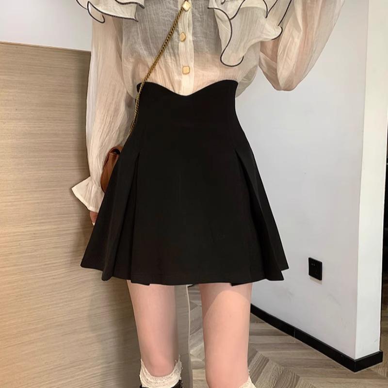 2024 Spring Women's High Waist Slim Anti-Exposure A-Line Skirt - Fashionable Korean College Style