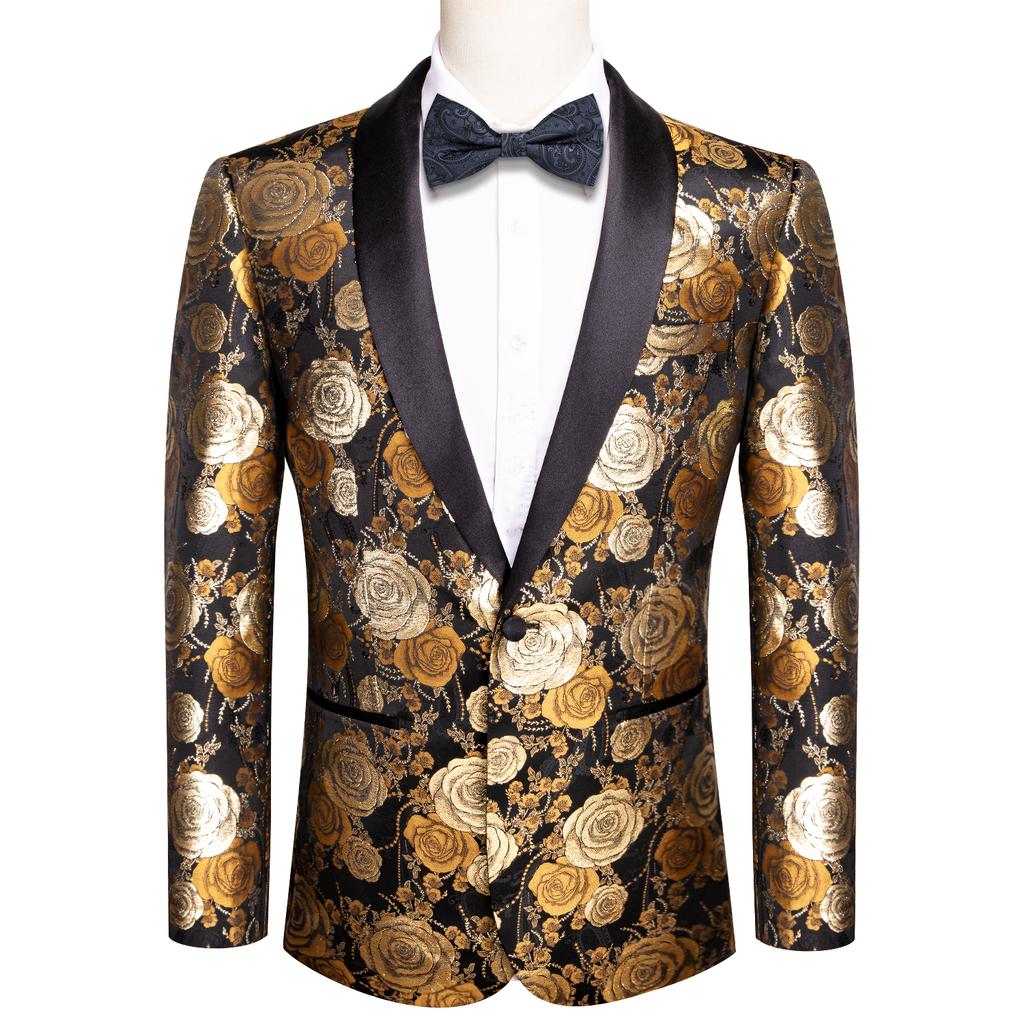 Mens Floral Tuxedo Dinner Jacket Regular Fit Shawl Lapel Paisley Prom Party Suit