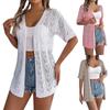 Women's Fashion Hollow-Out Short-Sleeved Knitted Cardigan Holiday Sunscreen Shirt