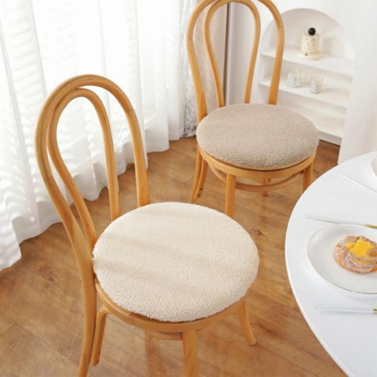 Fleece Round Chair Cushion Plush Faux Lambswool Seat Pad with Zip Winter