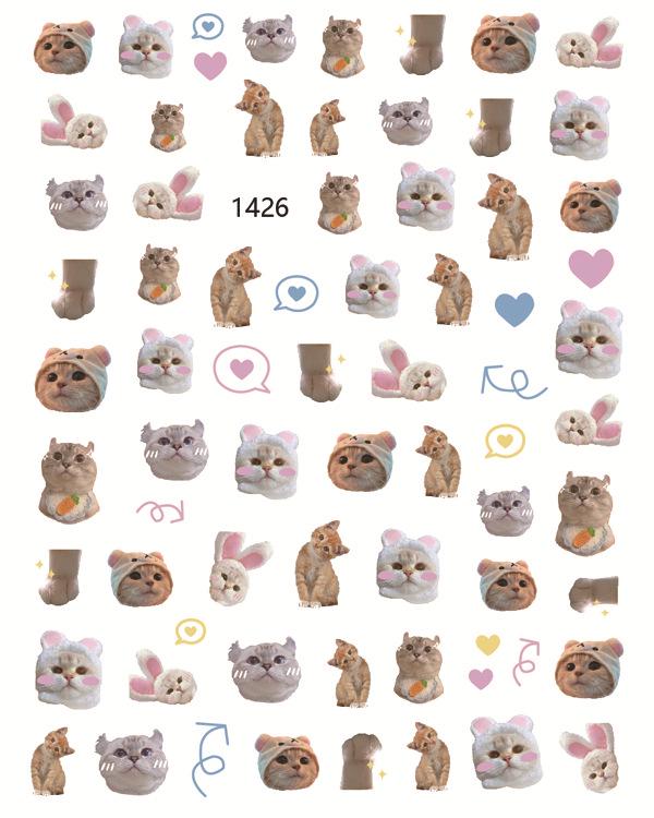 Adorable Pet Nail Decals: Rabbit, Puppy, Kitten Stickers