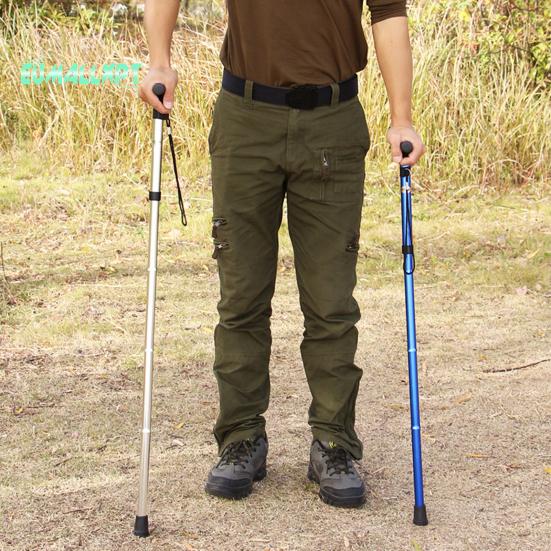 Walking Stick Anti Slip Multifunctional Aluminum Alloy Five-section Telescopic Collapsible Trekking Poles for Outdoor Mountaineering