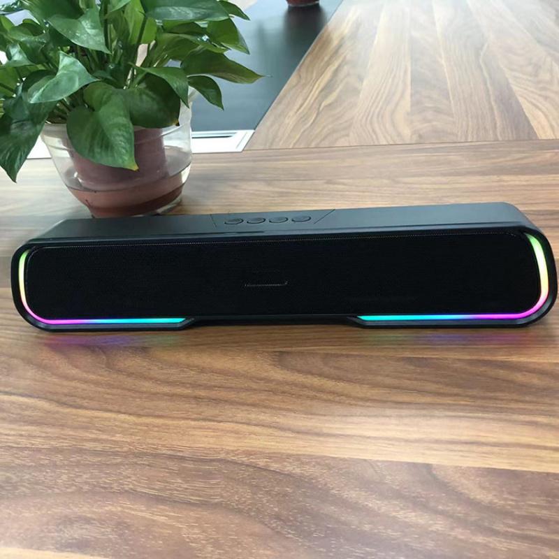 RGB Scrolling Light Illuminated Speaker Desktop Strip Portable Subwoofer High-power Bluetooth Speaker