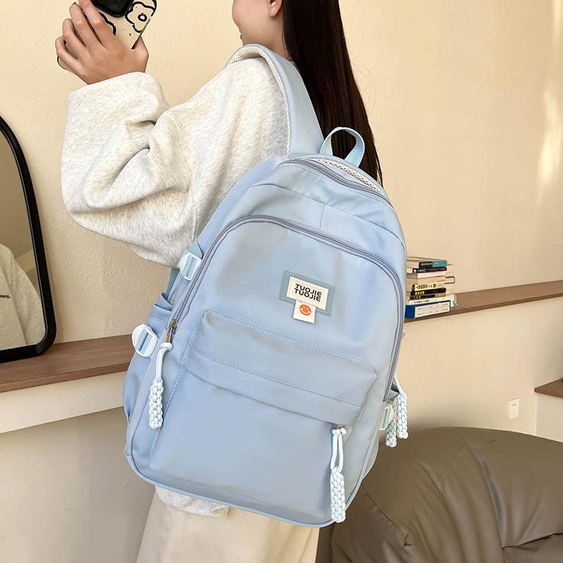 College Style Student Schoolbag Solid Color Women's Backpack Large Capacity Backpack