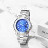 Silver Waterproof Luminous Analog Stainless Steel Case Rotatable Quartz Watch Simple Stylish Casual Business Fashion Accessories Birthday Anniversary