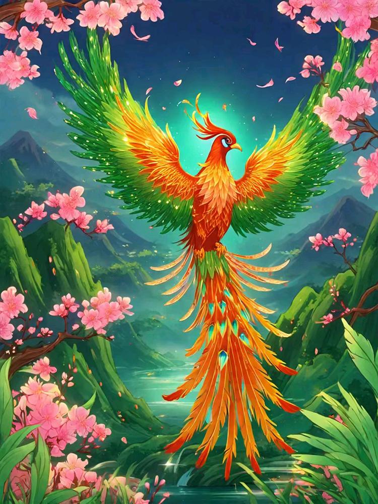 5d Diy Full Round Square Diamond Painting Phoenix Set Flower Animal Mosaic Embroidery Cross Embroidery Home Decoration Gift