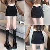 Spring/Summer 2024 Black A-line High Waist Stretch Slimming Midi Skirt with Slit - Hot Girl Edition
