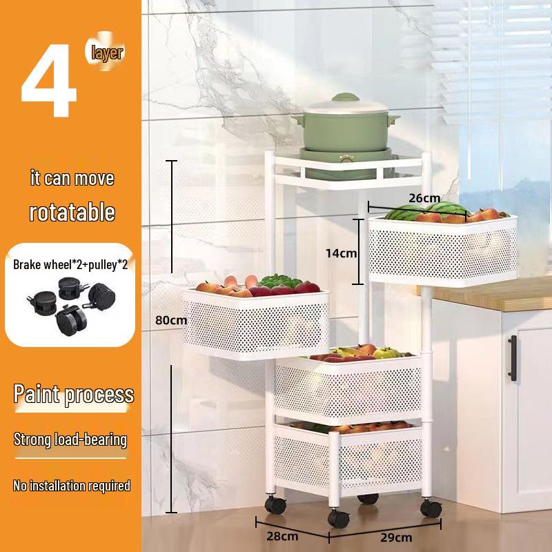 Rotating Multi-Layer Storage Rack for Fruits & Vegetables - No Installation Needed