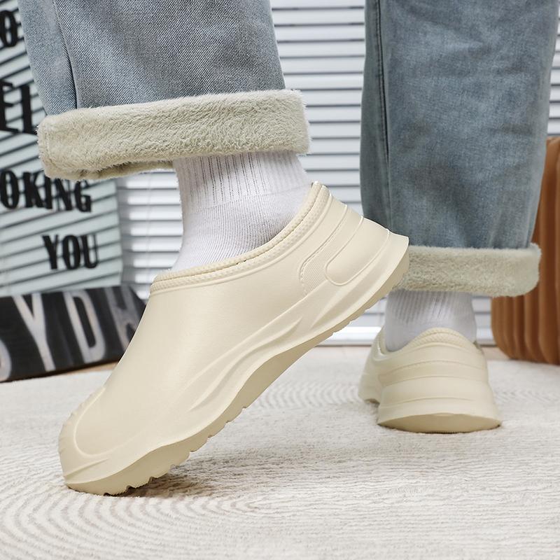 Platform Height Increase Men Plush Warm Chef Shoes Outdoor Garden Clogs Proffesional Waterproof Oilproof Non-Slip Kitchen Shoes