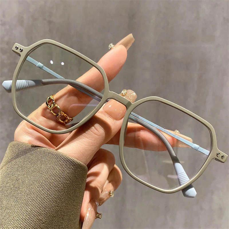 New Retro Frosted Frame Myopia Glasses Oversized Square Frame Near Sight Glasses Blue Light Blocking Eye Protection Eyewear