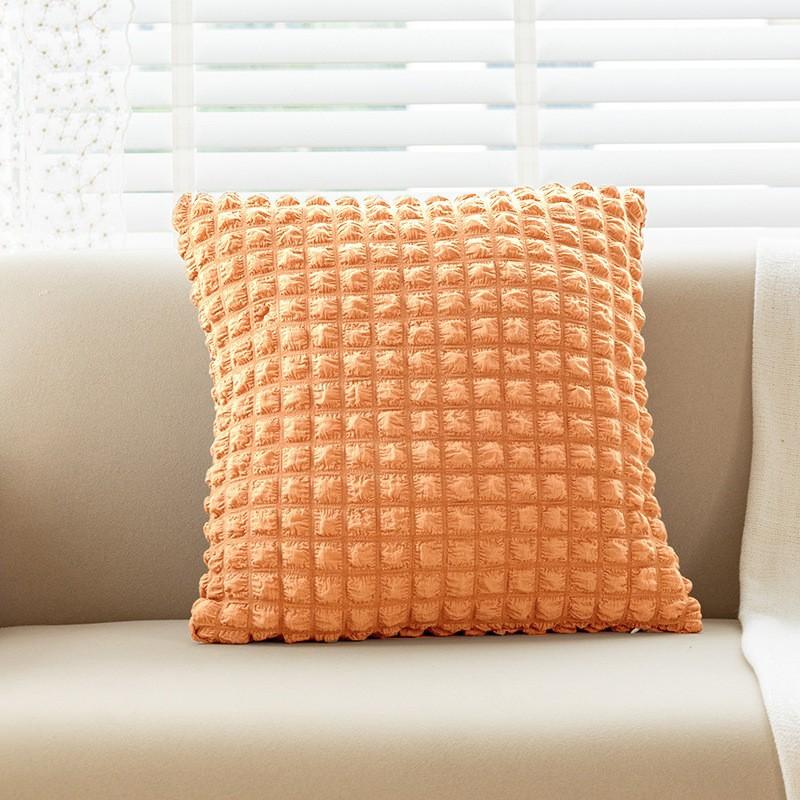 Cream Style Pillow Home Sofa Cushion Ins Simple Solid Color Elastic Puff Plaid Pillow Cover Bedside Cushion