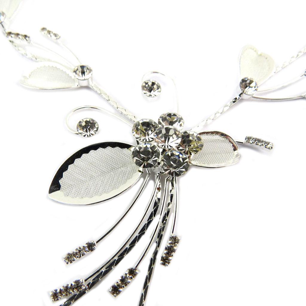 Les Trésors De Lily [P7272] - Silver White 'Sissi' Designer Set (necklace + Earrings)