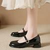 Fashion 2024 Spring and Autumn Fashion Women's Shoes High Quality Solid Color Round Toe Shallow Mouth One-Word Buckle Ladies Mary Jane