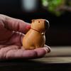 Cute Cartoon Capybara Desktop Figurine Handcrafted with Bell Collar Mini Animal Sculpture Wooden Carved Figurine Home Ornament