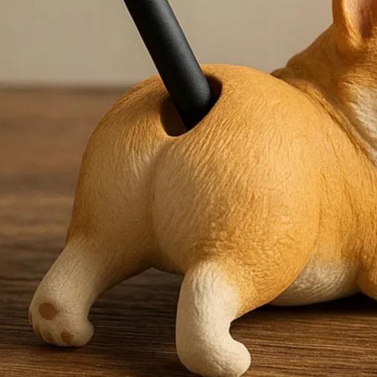 Puppy Butt Pen Holder Silly Smile Dog Pen Stand Practical Desk Organizer Corgi Gift for Dog Enthusiasts