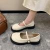 2024 New Fashionable Round Toe Shallow Mouth Women's Single Shoes One-line Buckle Strap Comfortable Women's Single Shoes